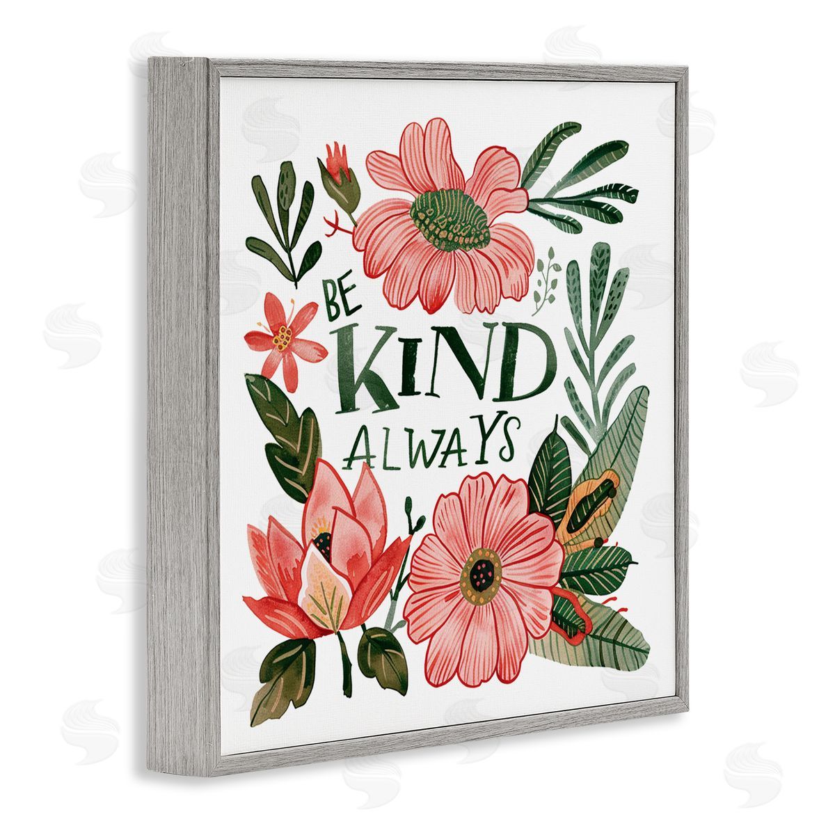 Lettered and Lined Be Kind Always Greenery Gray Framed Giclee Art Print