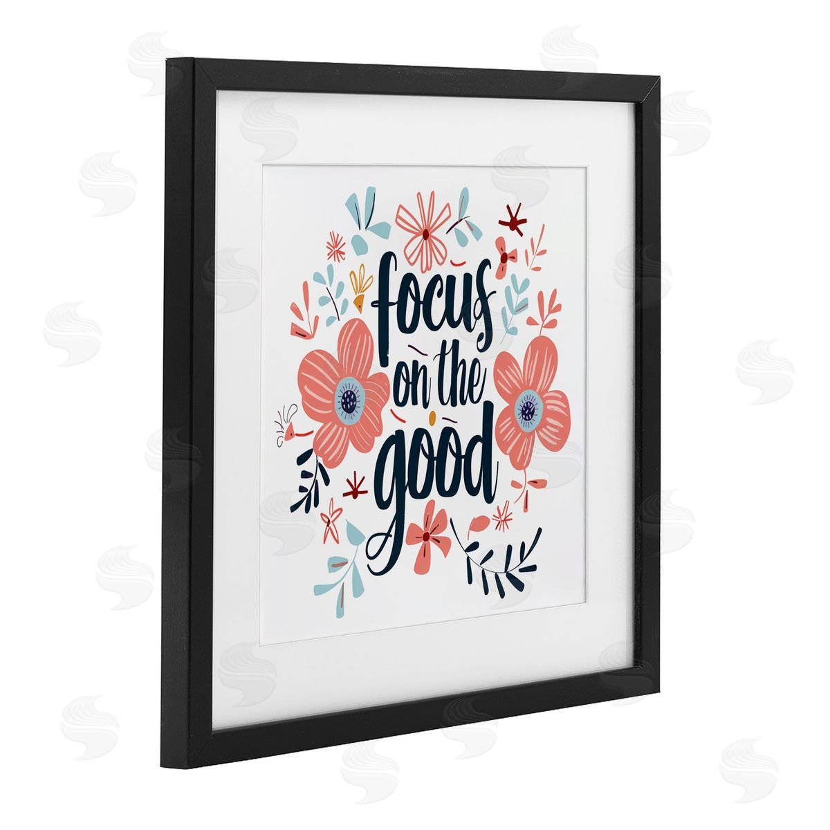 Lettered and Lined Focus On The Good Inspirational Black Framed Print Under Glass Art