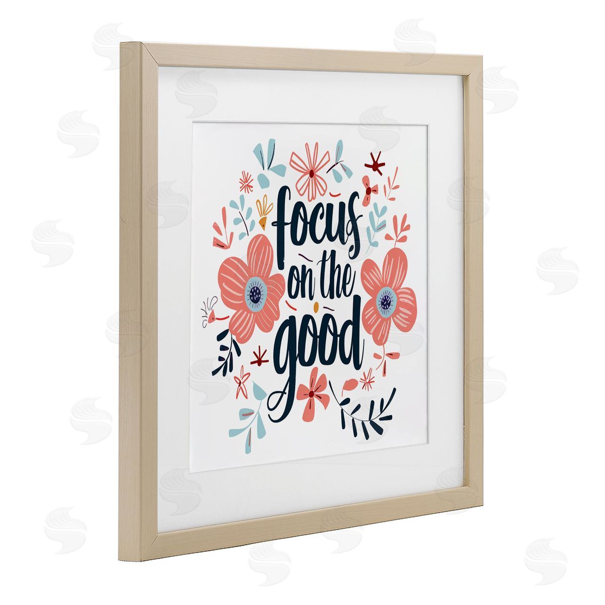 Lettered and Lined Focus On The Good Inspirational Birch Framed Print Under Glass Art