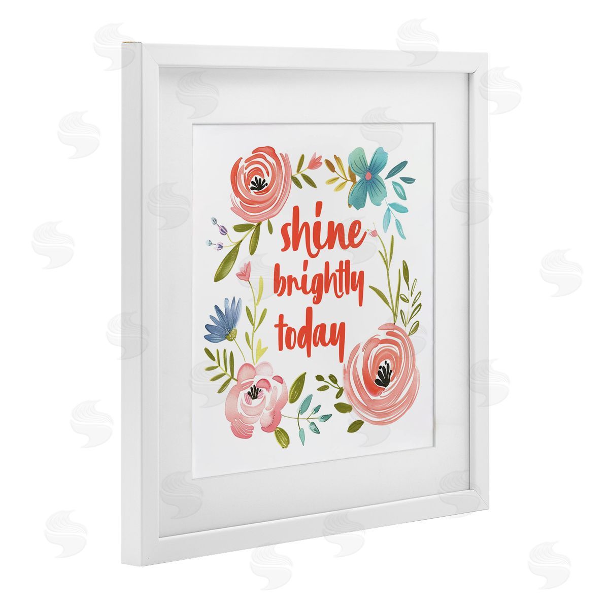 Lettered and Lined Shine Brightly Today White Framed Print Under Glass Art