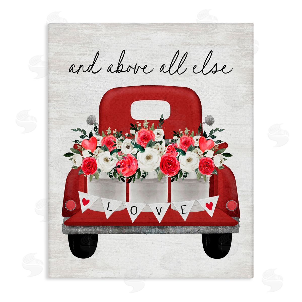 Lettered and Lined Above All Else Romantic Truck Canvas Wall Art Print