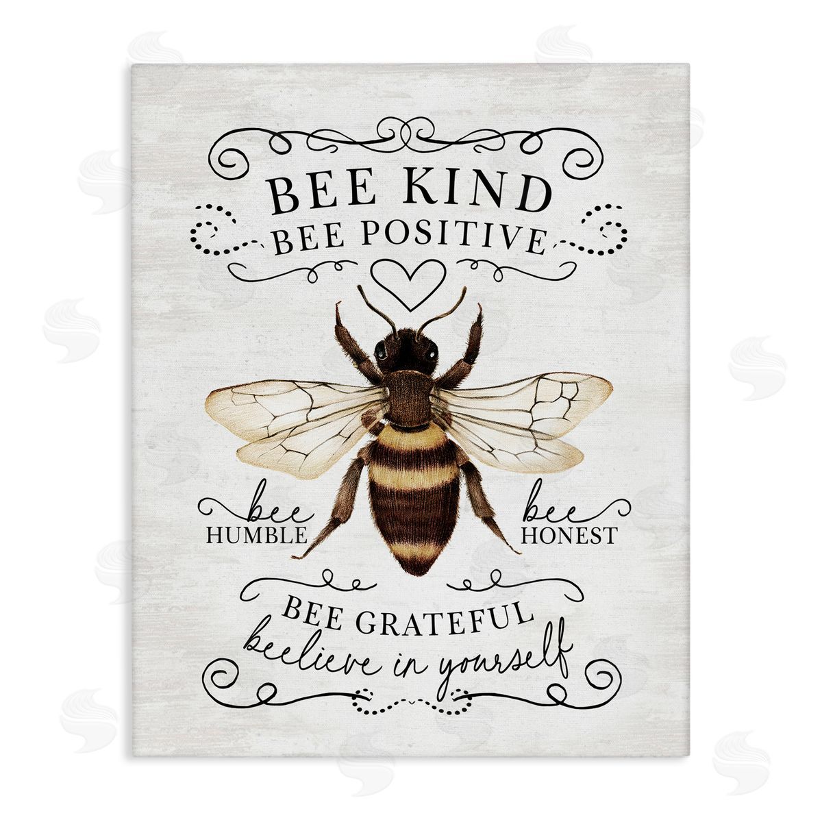 Lettered and Lined Bee Kind & Positive Country Canvas Wall Art Print