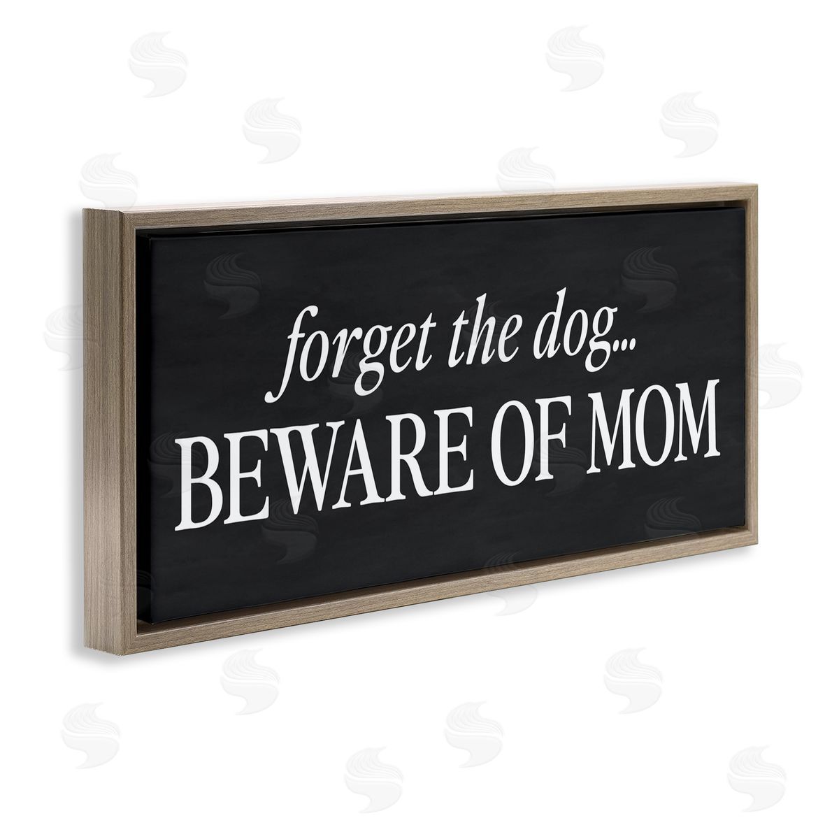 Lettered and Lined Forget The Dog Beware Of Mom Brown Floating Frame Canvas Art Print