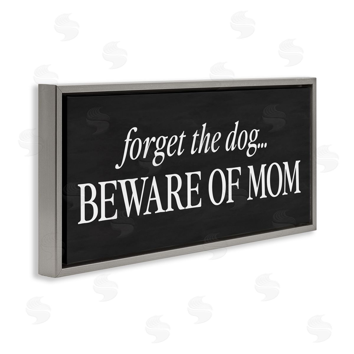 Lettered and Lined Forget The Dog Beware Of Mom Gray Floating Frame Canvas Art Print