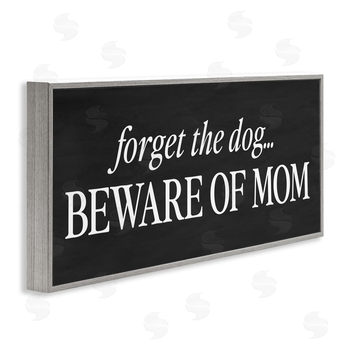 Lettered and Lined Forget The Dog Beware Of Mom Gray Framed Giclee Art Print