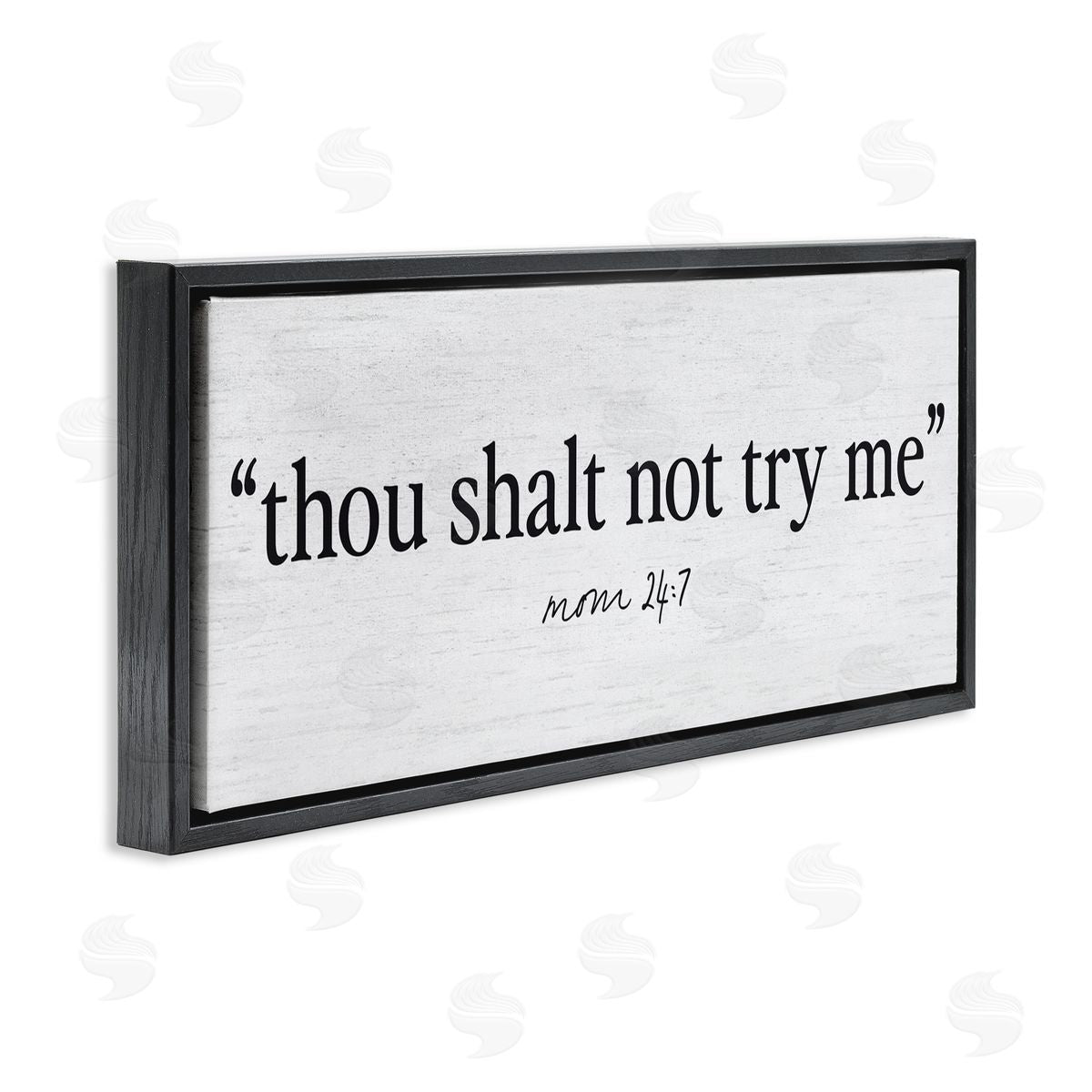 Lettered and Lined Thou Shalt Not Try Me Mom Black Floating Frame Canvas Wall Art Print