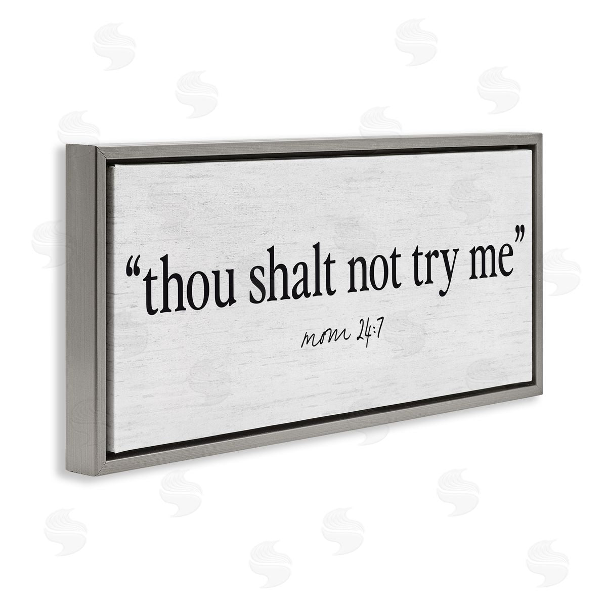 Lettered and Lined Thou Shalt Not Try Me Mom Gray Floating Frame Canvas Art Print