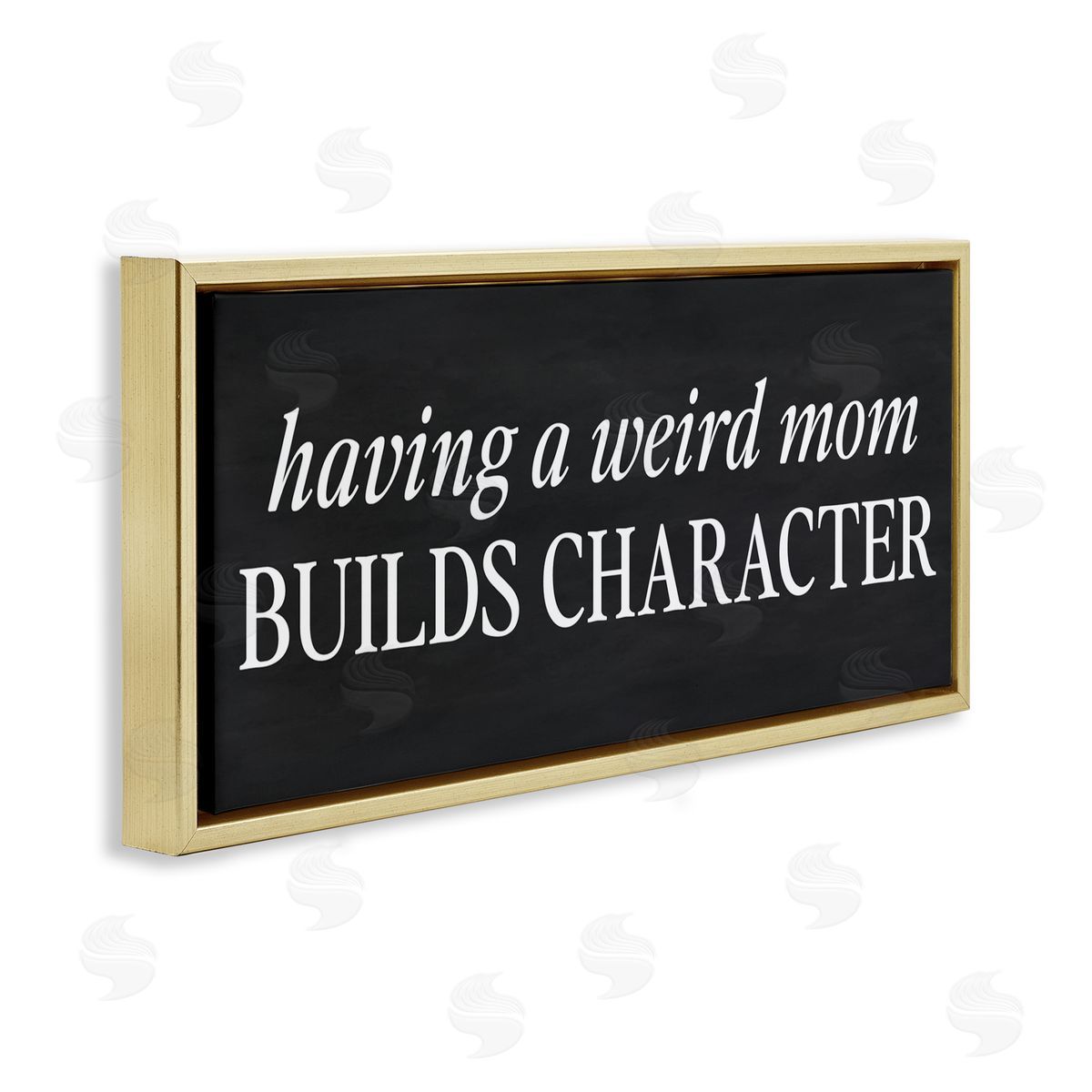 Lettered and Lined Weird Mom Builds Character Gold Floating Frame Canvas Art Print