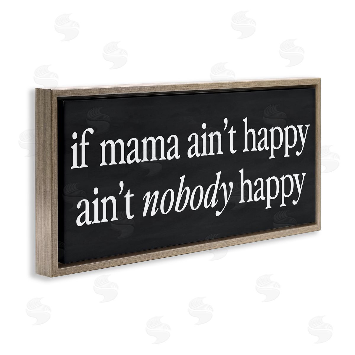 Lettered and Lined If Mama Ain't Happy Humor Brown Floating Frame Canvas Art Print