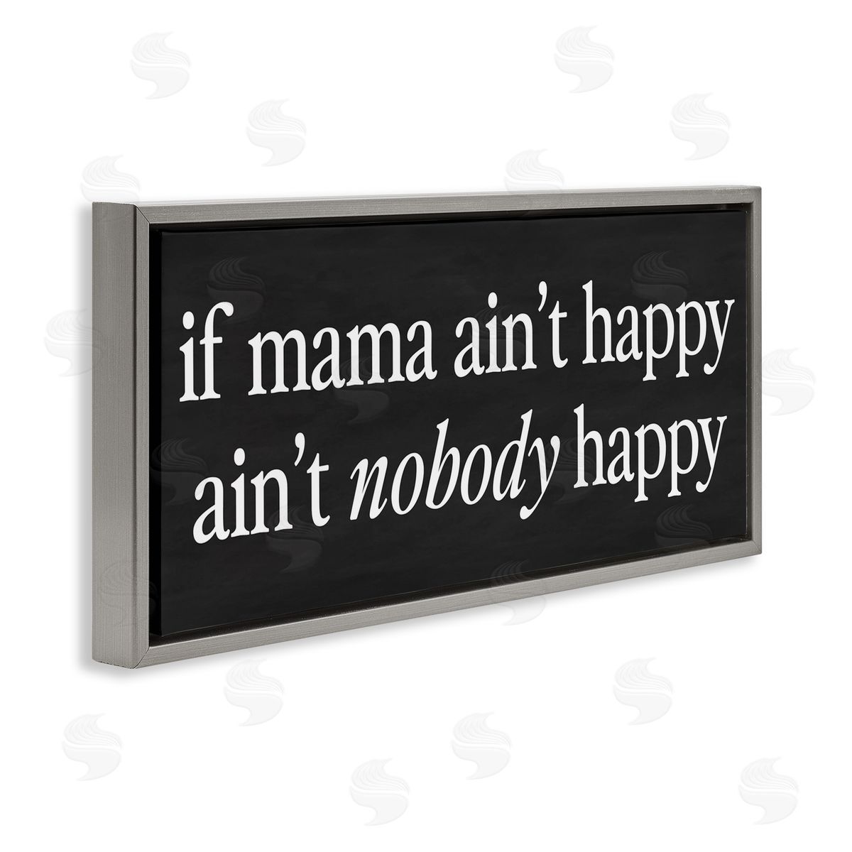 Lettered and Lined If Mama Ain't Happy Humor Gray Floating Frame Canvas Art Print
