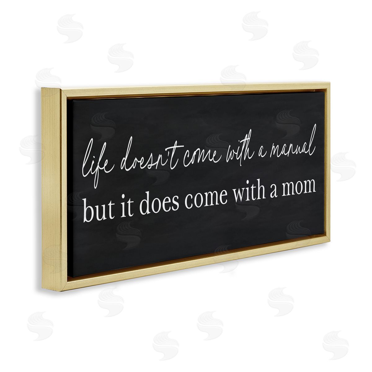 Lettered and Lined Supportive Mom Parenting Sentiment Gold Floating Frame Canvas Art Print