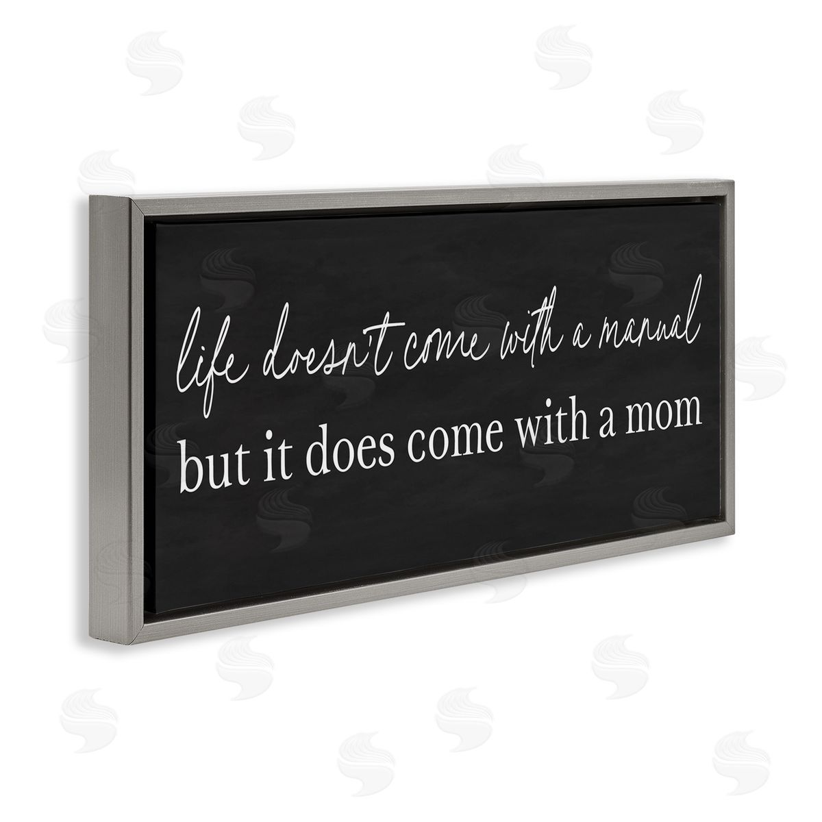 Lettered and Lined Supportive Mom Parenting Sentiment Gray Floating Frame Canvas Art Print