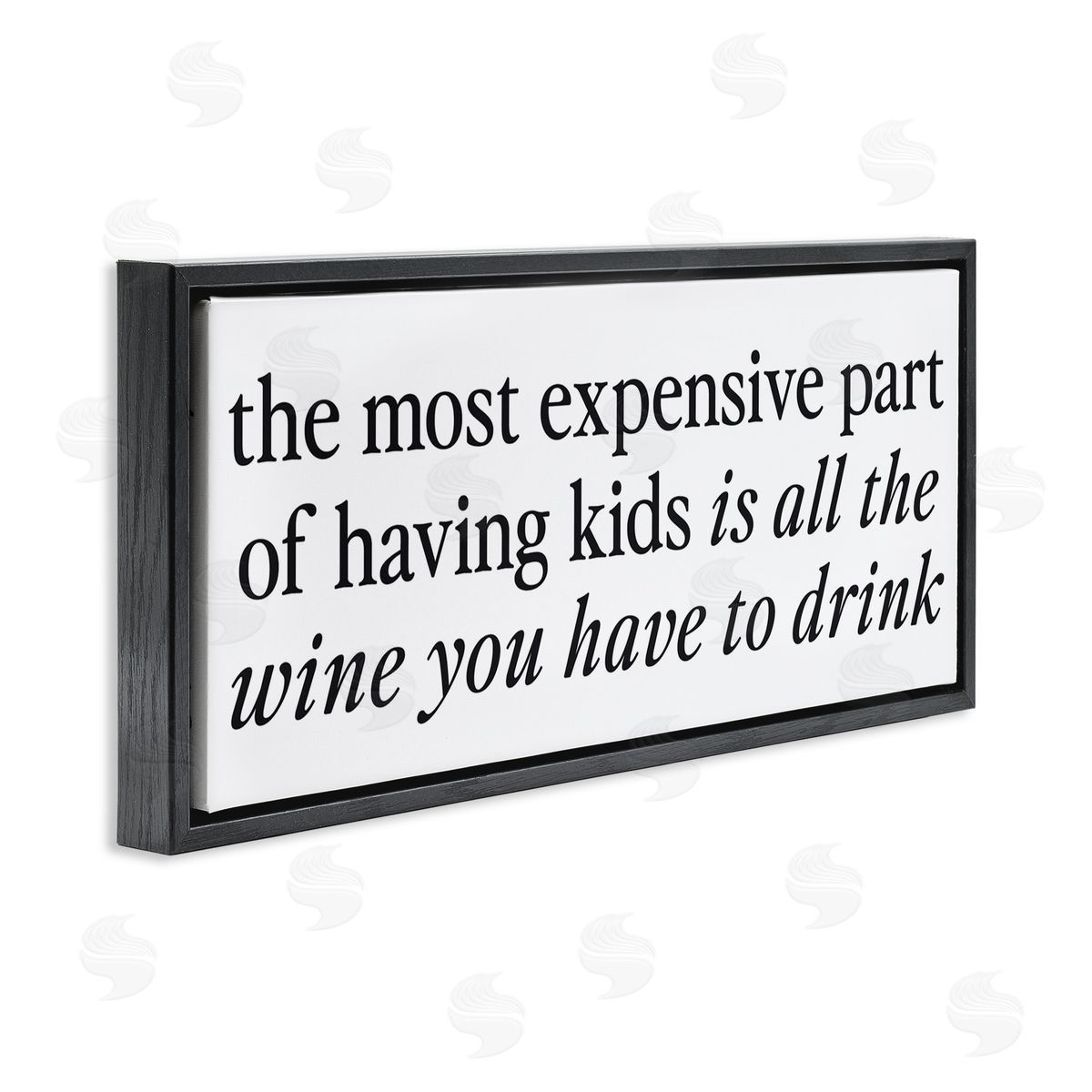 Lettered and Lined Expensive Kids Funny Wine Humor Black Floating Frame Canvas Wall Art Print