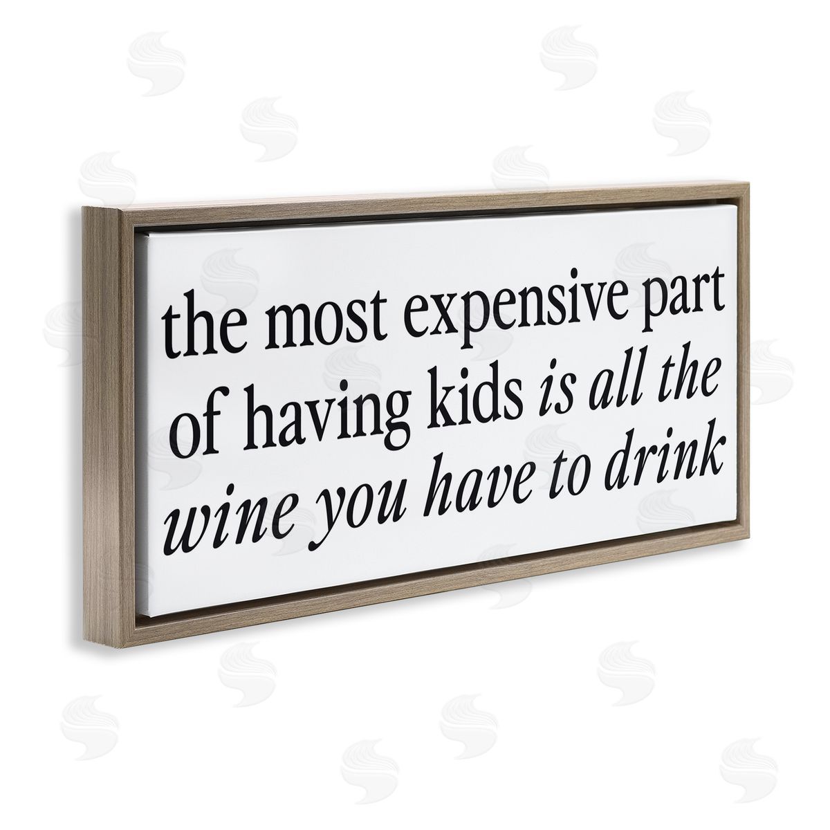 Lettered and Lined Expensive Kids Funny Wine Humor Brown Floating Frame Canvas Art Print