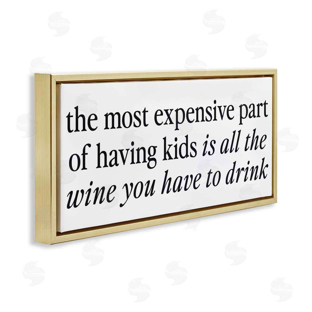Lettered and Lined Expensive Kids Funny Wine Humor Gold Floating Frame Canvas Art Print