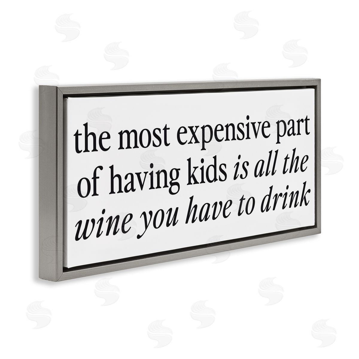 Lettered and Lined Expensive Kids Funny Wine Humor Gray Floating Frame Canvas Art Print