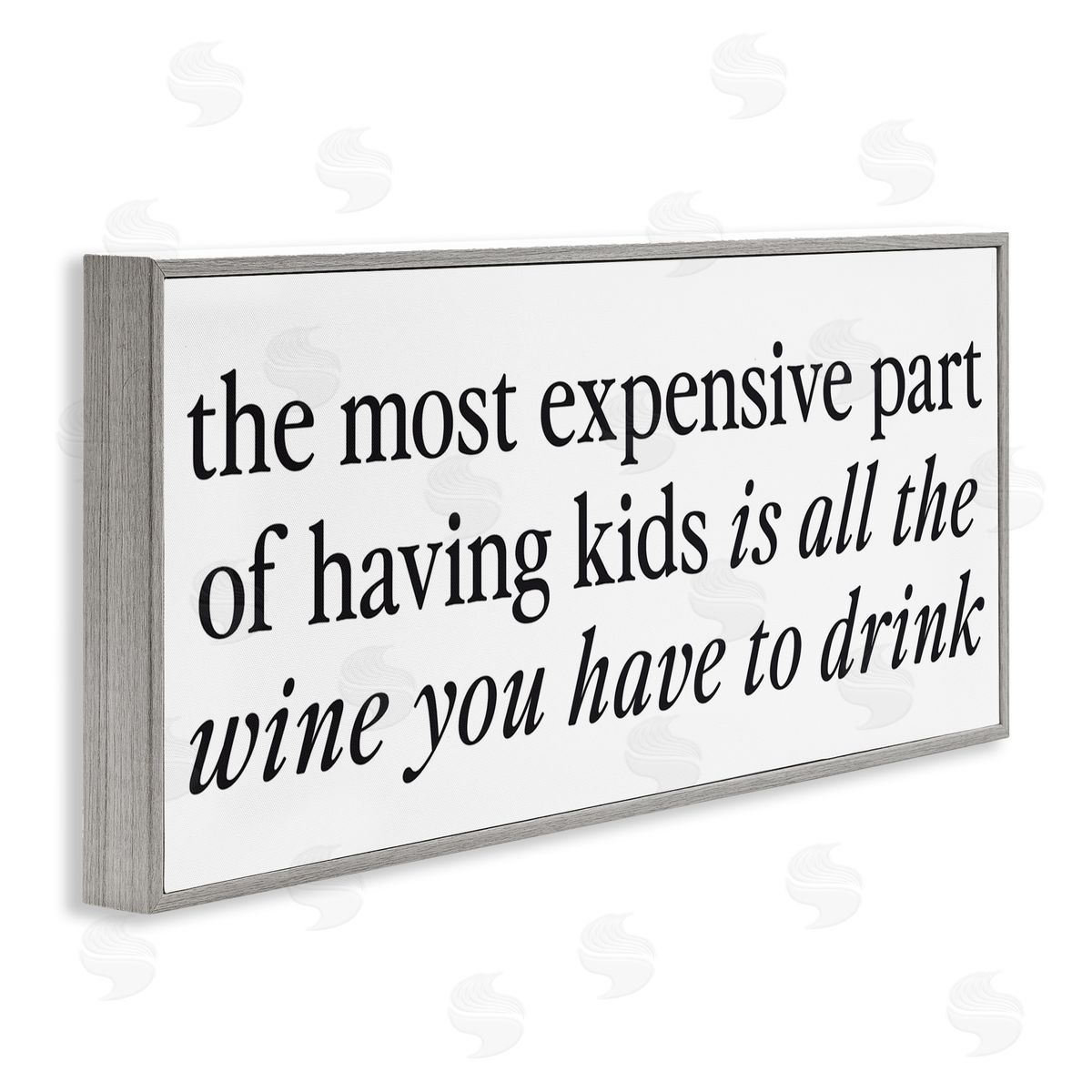 Lettered and Lined Expensive Kids Funny Wine Humor Gray Framed Giclee Art Print