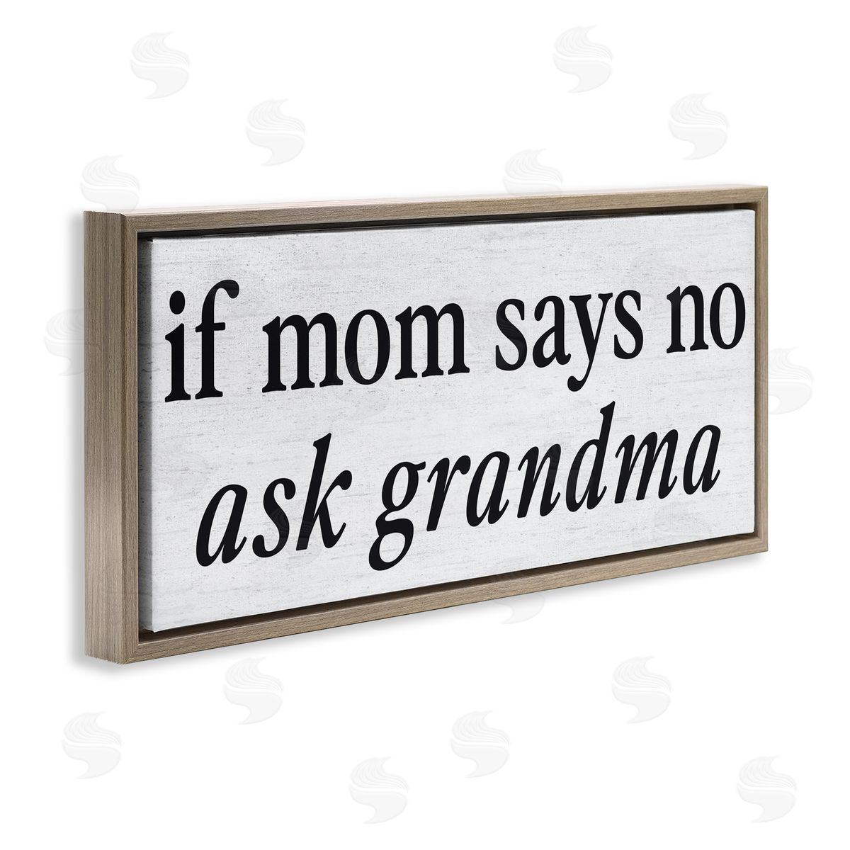 Lettered and Lined Ask Grandma Family Phrase Brown Floating Frame Canvas Art Print