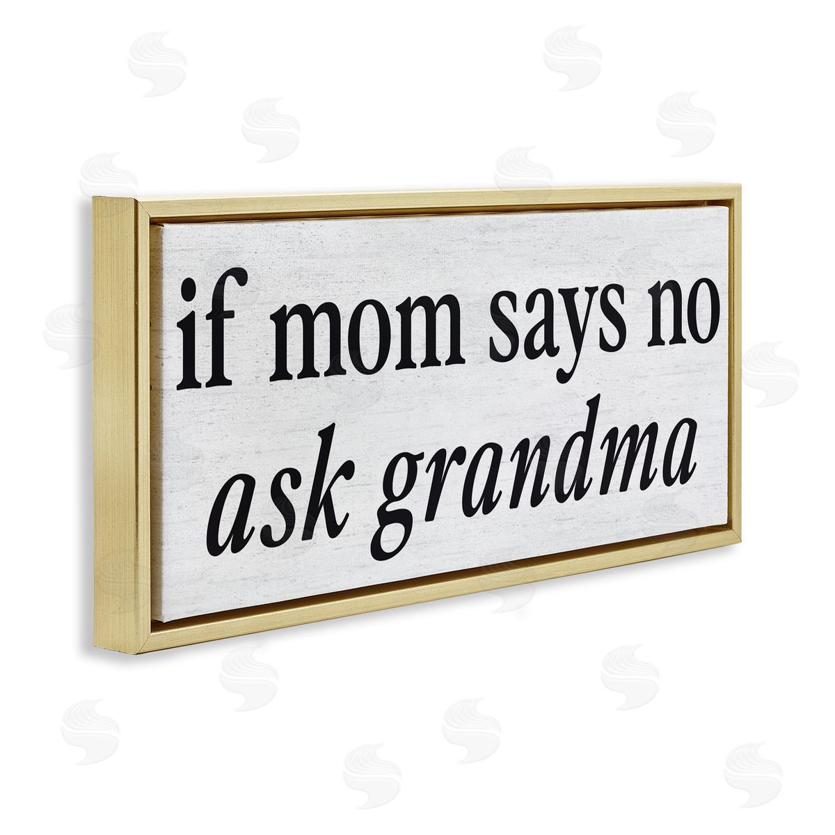 Lettered and Lined Ask Grandma Family Phrase Gold Floating Frame Canvas Art Print
