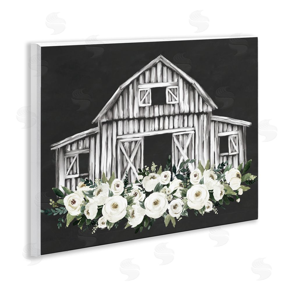 Lettered and Lined Centered Floral Farmhouse Wall Plaque Art Print
