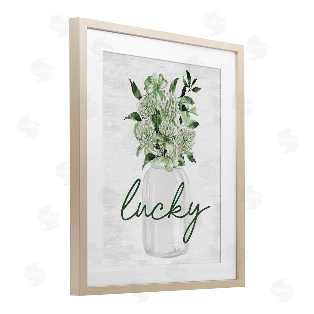 Lettered and Lined Lucky Spring Botanicals Birch Framed Print Under Glass Art