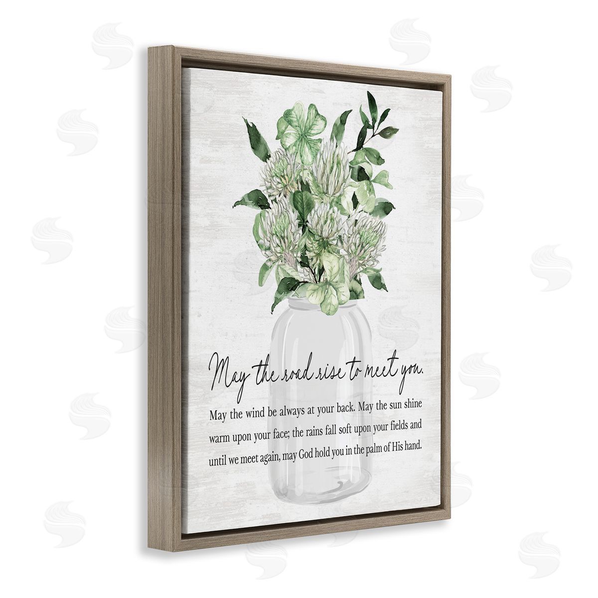 Lettered and Lined Uplifting Spring Blessing Brown Floating Frame Canvas Art Print