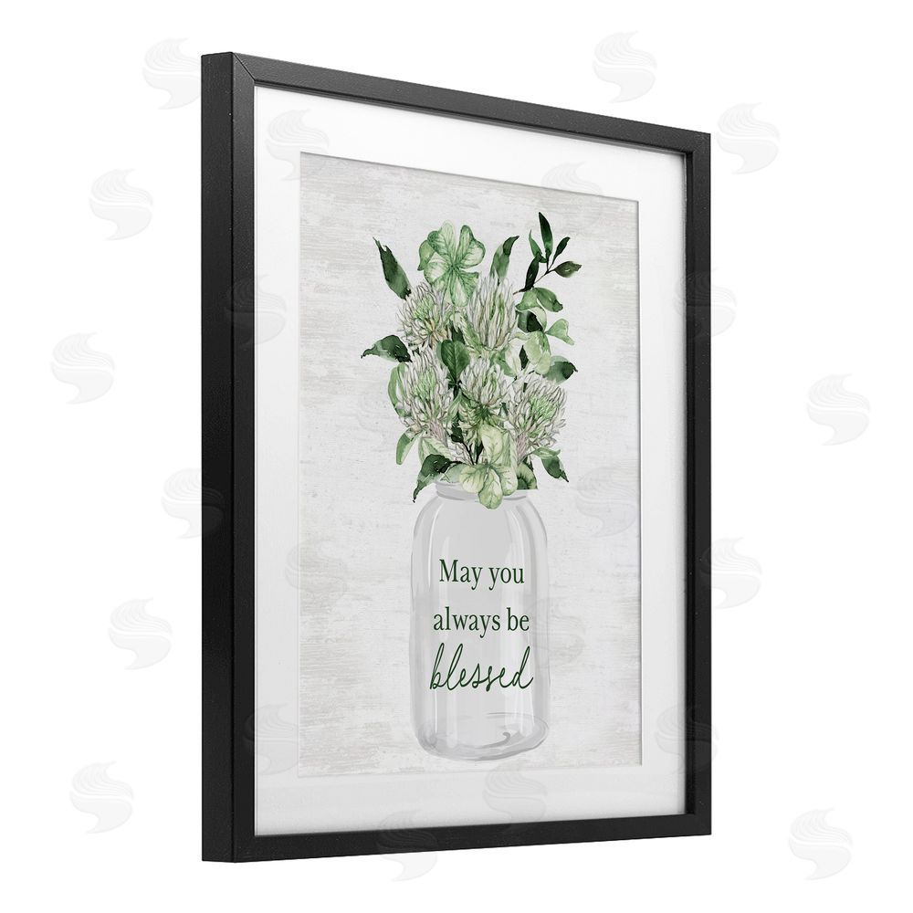 Lettered and Lined Be Blessed Lucky Spring Flowers Black Framed Print Under Glass Art