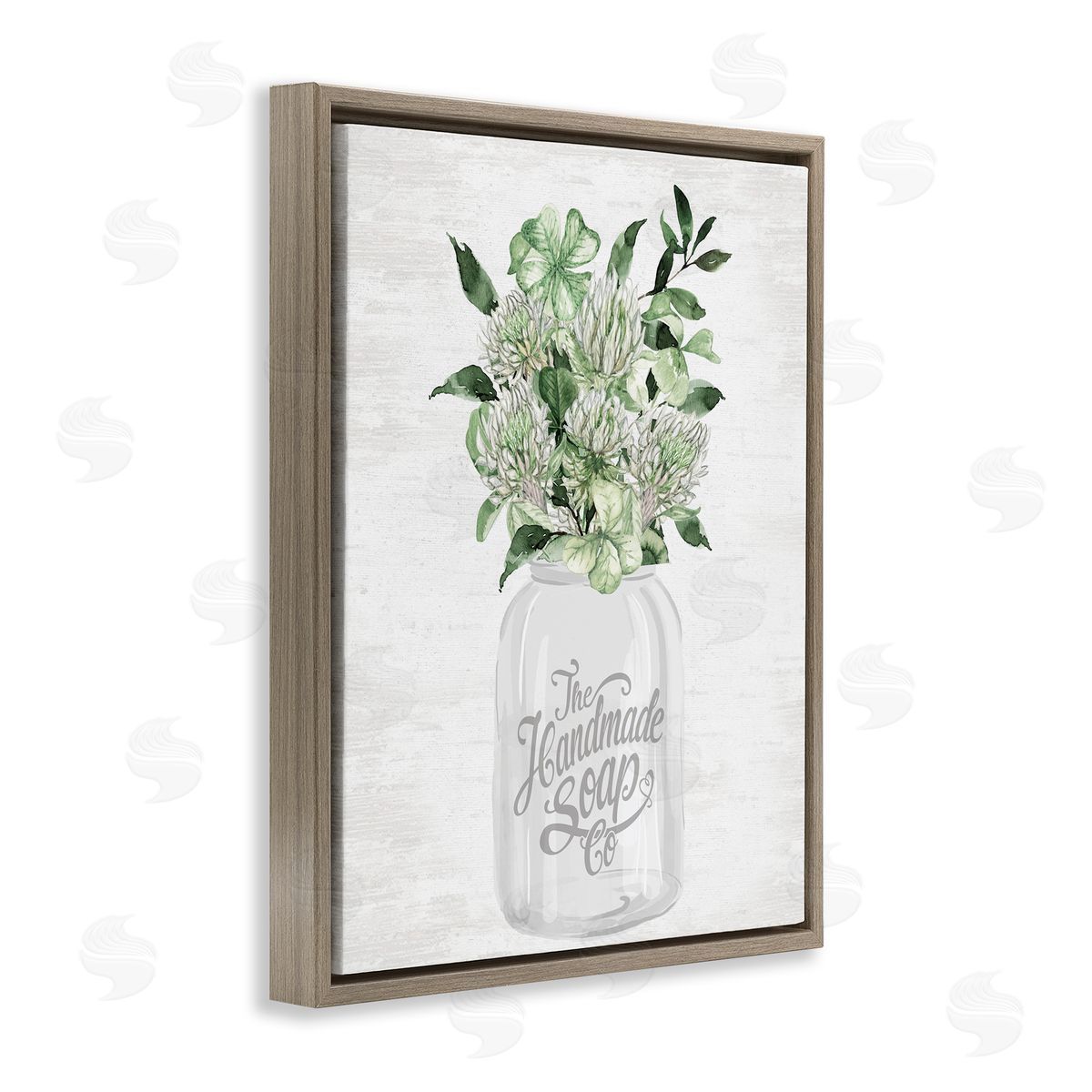 Lettered and Lined Spring Botanicals Handmade Soap Brown Floating Frame Canvas Art Print