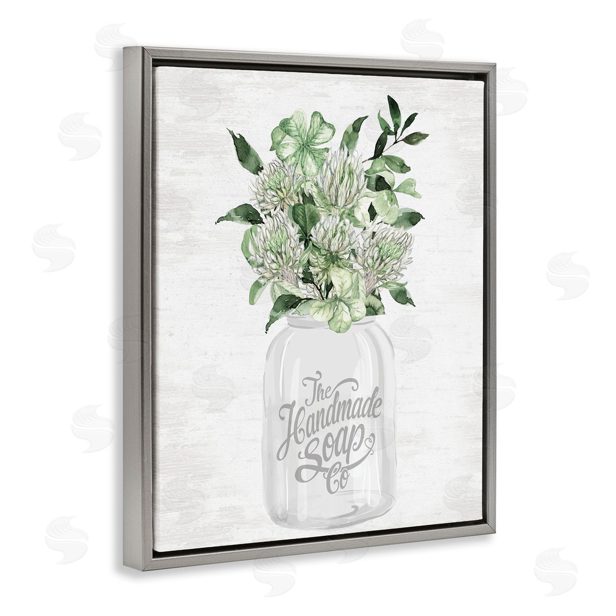 Lettered and Lined Spring Botanicals Handmade Soap Gray Floating Frame Canvas Art Print