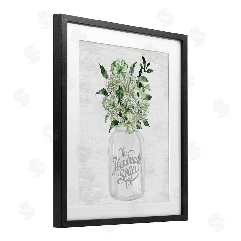 Lettered and Lined Spring Botanicals Handmade Soap Black Framed Print Under Glass Art