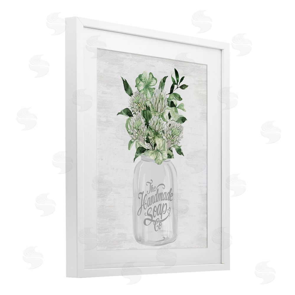 Lettered and Lined Spring Botanicals Handmade Soap White Framed Print Under Glass Art