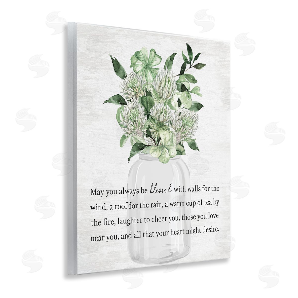 Lettered and Lined Blessed Spring Florals & Clovers Wall Plaque Art Print