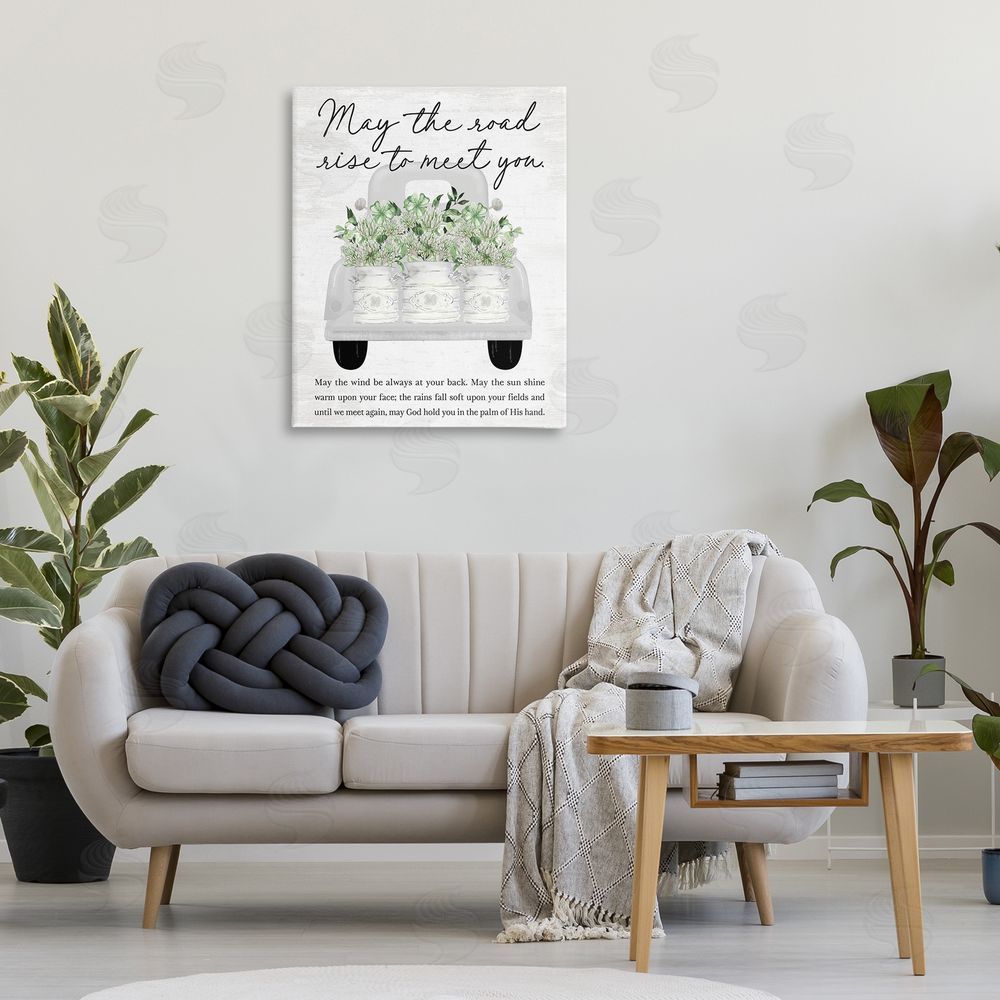 Lettered and Lined May Road Rise To Meet You Printed Wall Art in Room