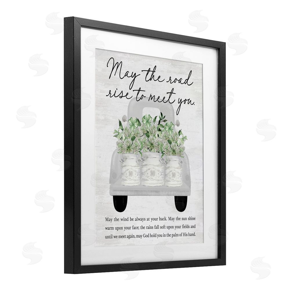 Lettered and Lined May Road Rise To Meet You Black Framed Print Under Glass Art