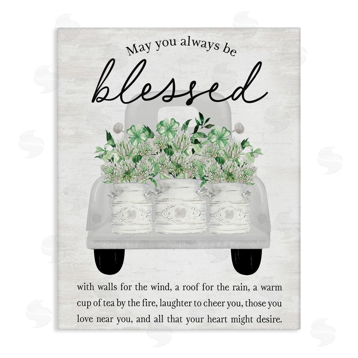 Lettered and Lined Always Be Blessed Spring Florals Canvas Wall Art Print