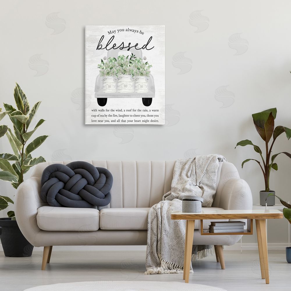 Lettered and Lined Always Be Blessed Spring Florals Printed Wall Art in Room