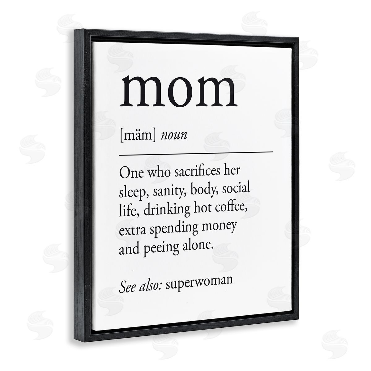 Lettered and Lined Mom Definition Love & Sacrifice Black Floating Frame Canvas Wall Art Print