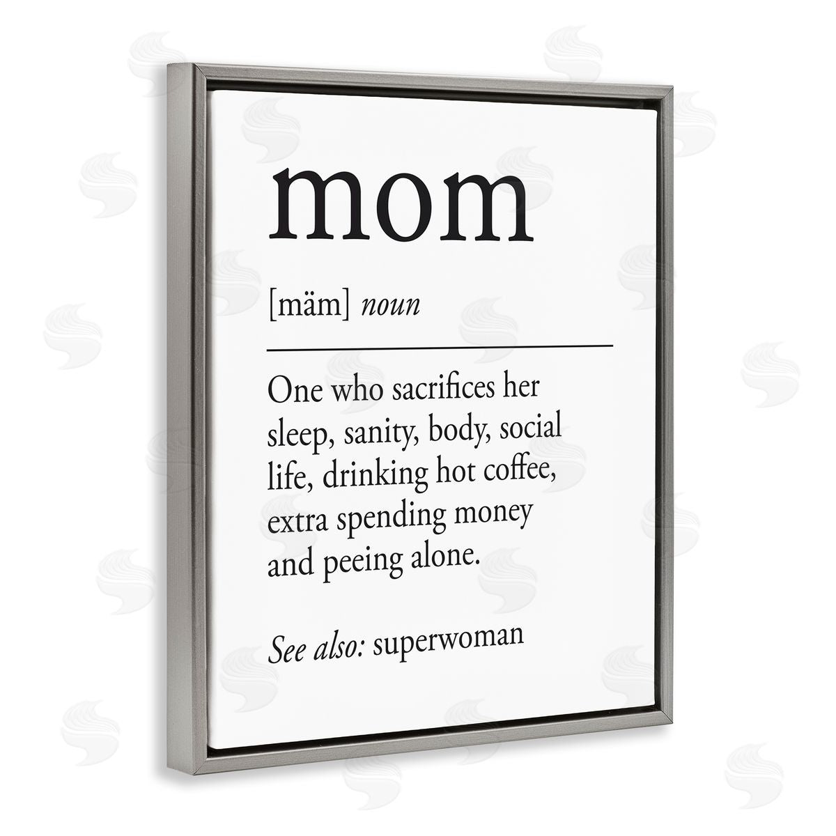 Lettered and Lined Mom Definition Love & Sacrifice Gray Floating Frame Canvas Art Print