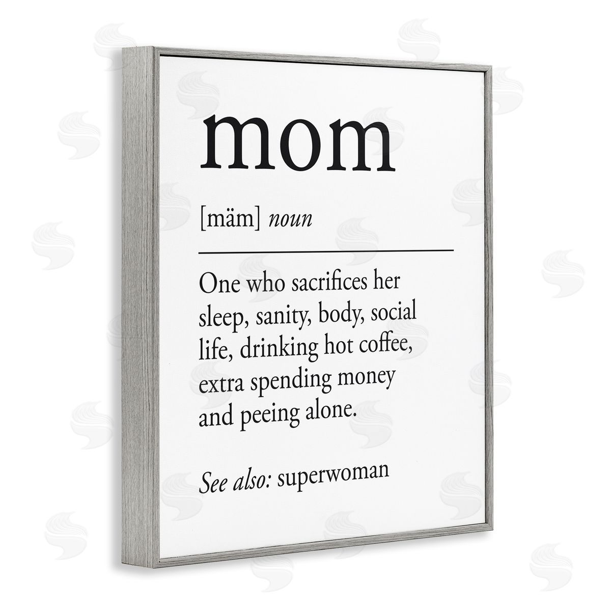 Lettered and Lined Mom Definition Love & Sacrifice Gray Framed Giclee Art Print