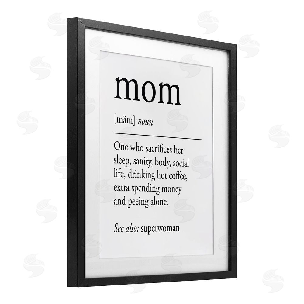Lettered and Lined Mom Definition Love & Sacrifice Black Framed Print Under Glass Art
