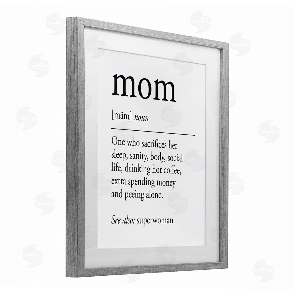 Lettered and Lined Mom Definition Love & Sacrifice Gray Framed Print Under Glass Art