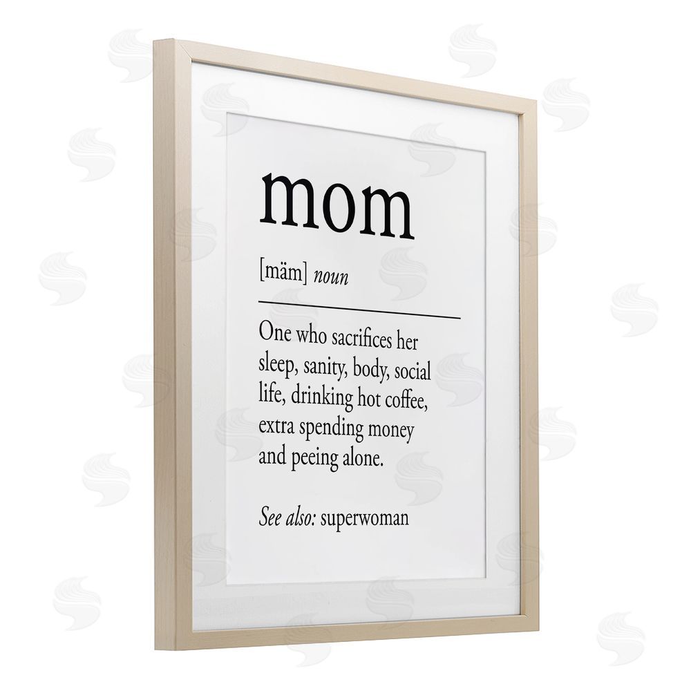 Lettered and Lined Mom Definition Love & Sacrifice Birch Framed Print Under Glass Art