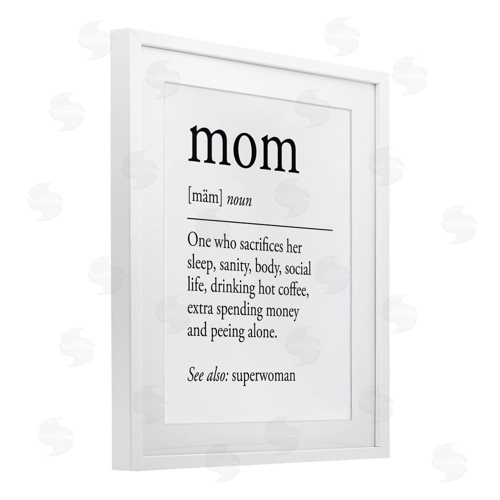 Lettered and Lined Mom Definition Love & Sacrifice White Framed Print Under Glass Art