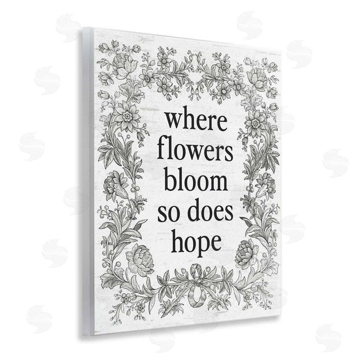 Lettered and Lined Hope Blooms Vintage Border Wall Plaque Art Print