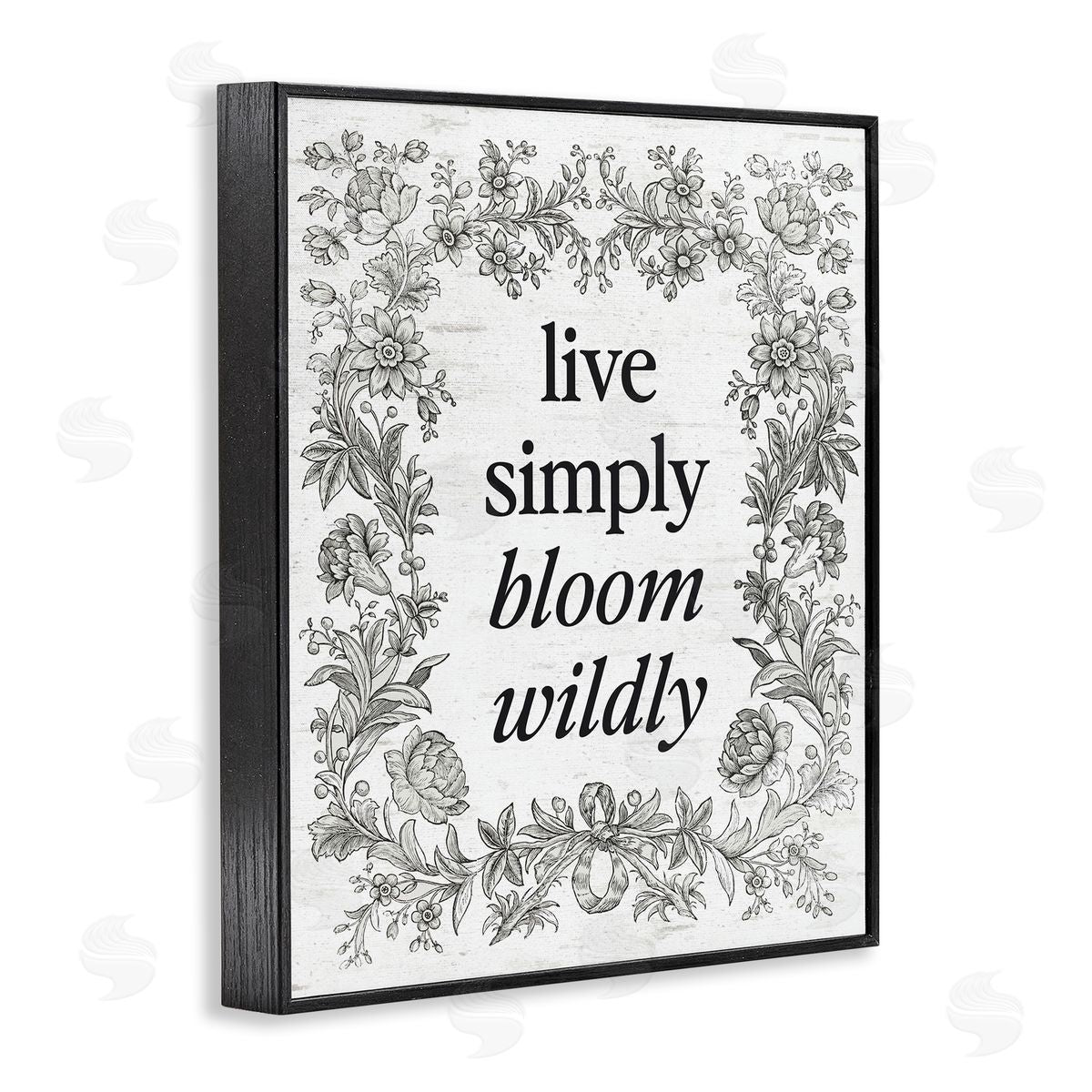Lettered and Lined Bloom Wildly Vintage Border Black Framed Giclee Art Print