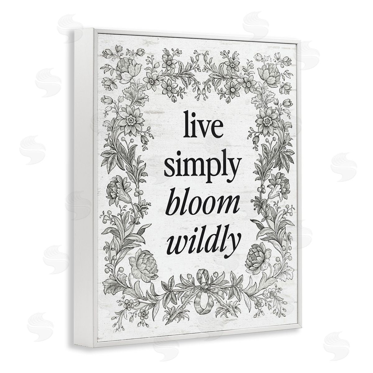 Lettered and Lined Bloom Wildly Vintage Border White Frame Giclee Art Print