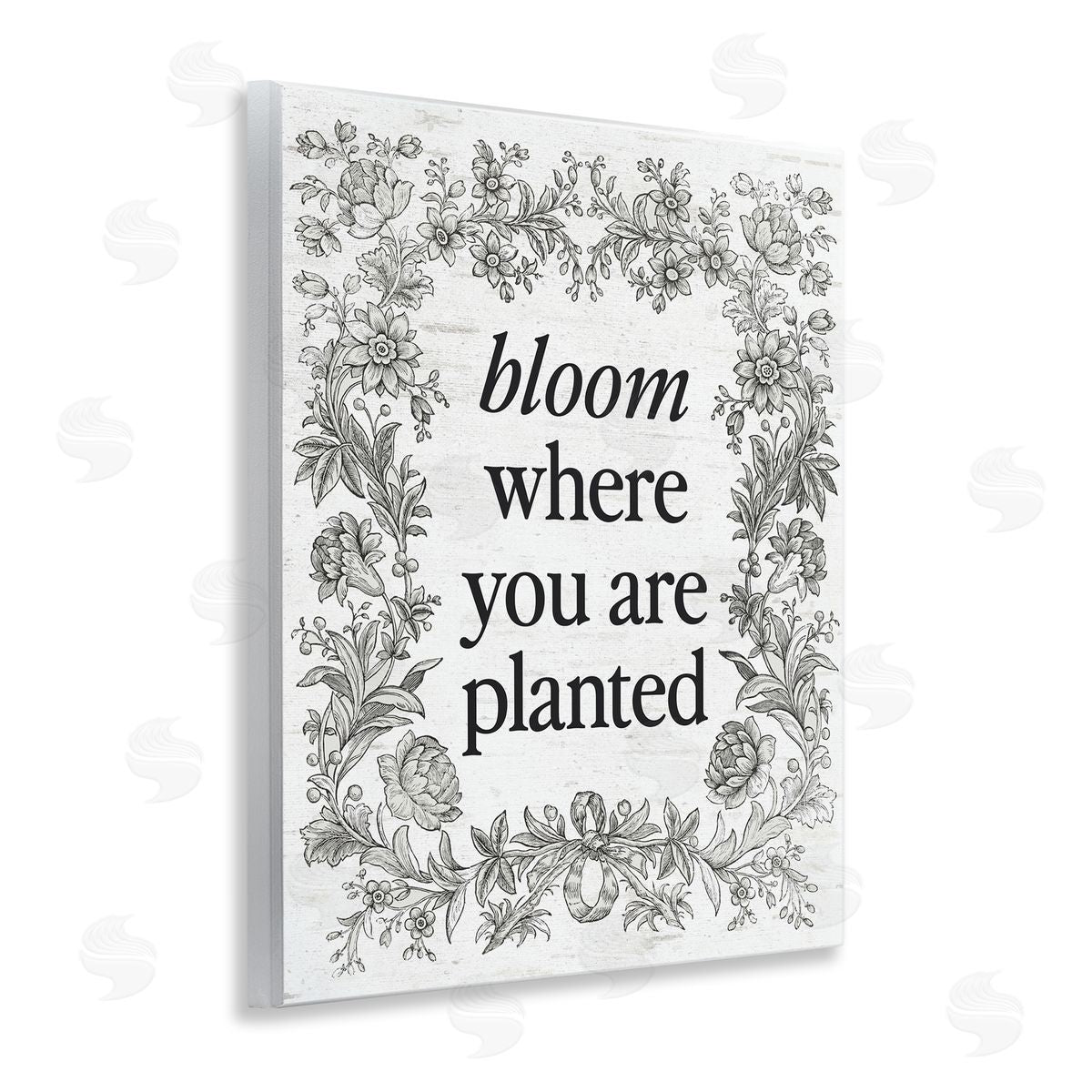 Lettered and Lined Inspiring Bloom with Vintage Border Wall Plaque Art Print