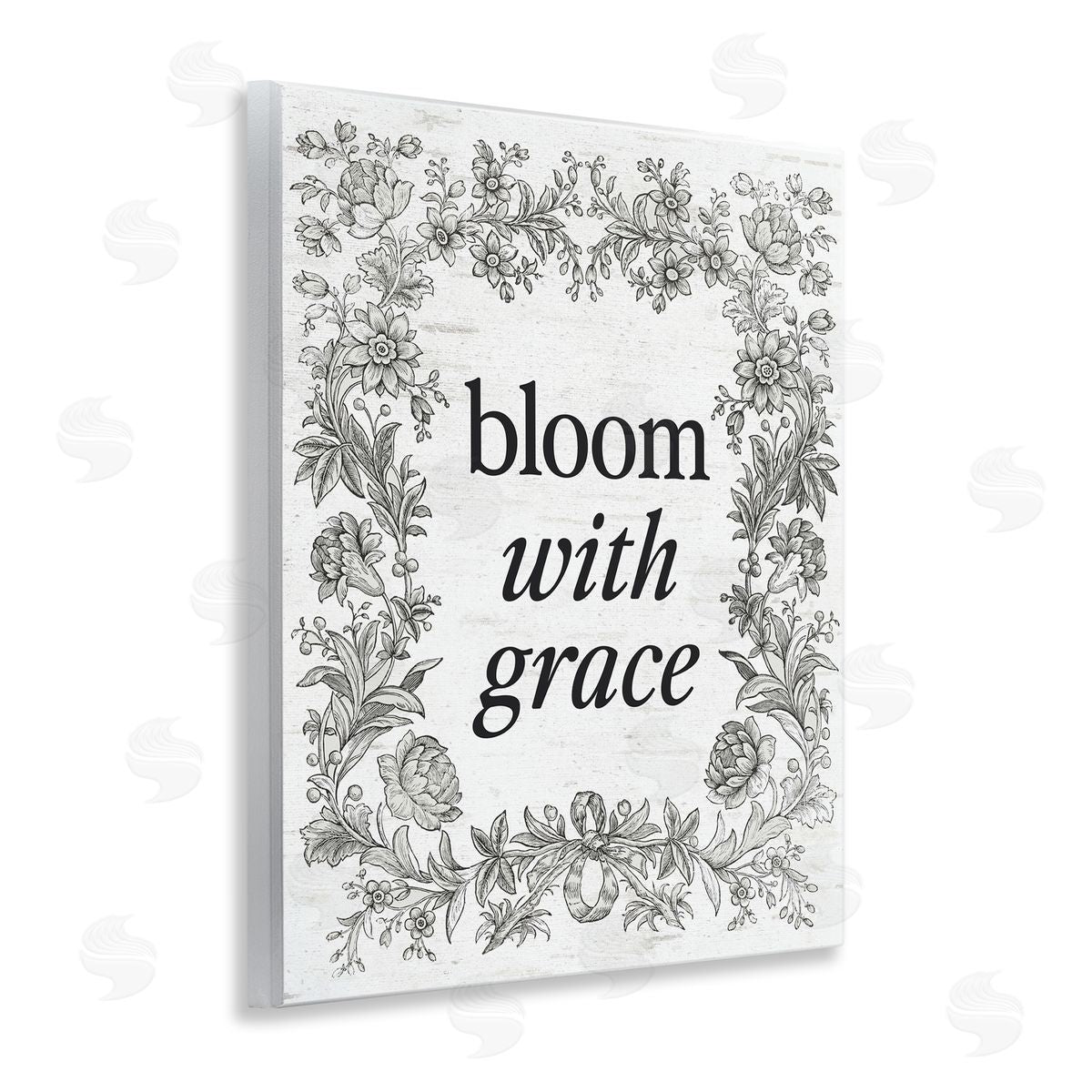 Lettered and Lined Bloom with Grace Vintage Border Wall Plaque Art Print