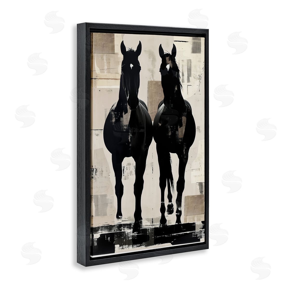Annabelle Hall Equinity Horse Pair Black Floating Frame Canvas Wall Art Print