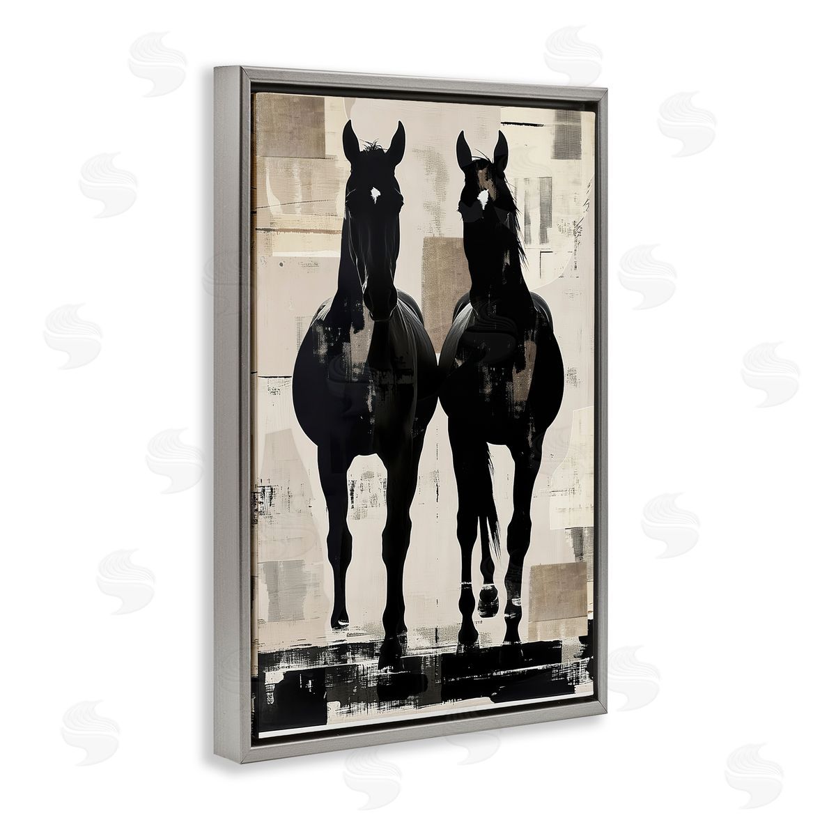 Annabelle Hall Equinity Horse Pair Gray Floating Frame Canvas Art Print